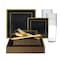 Smarty Had A Party Black with Gold Square Edge Rim Plastic Wedding Value Set, 720PK 509GVS120 - alternate 1